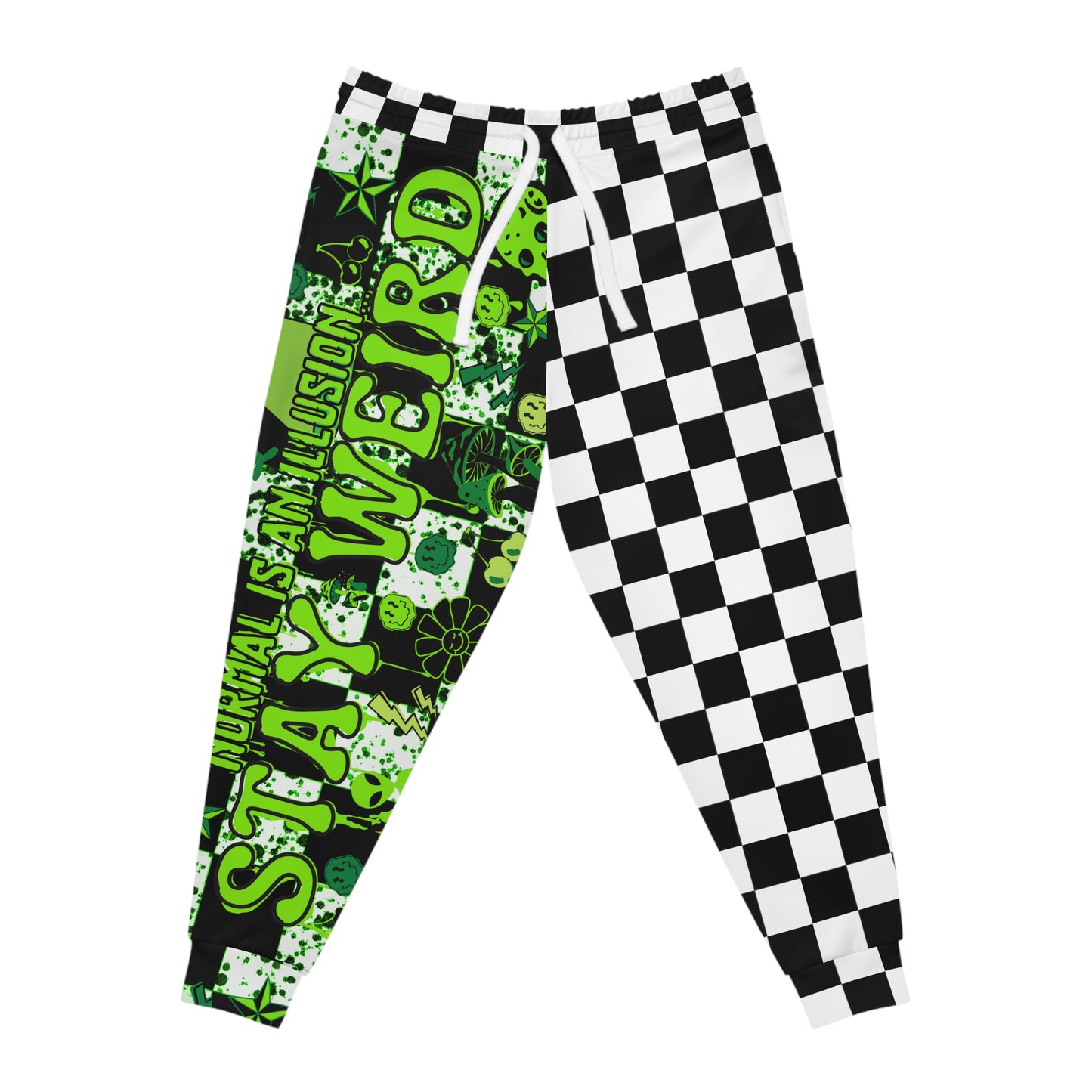 Stay Weird Split Checker Athletic Joggers