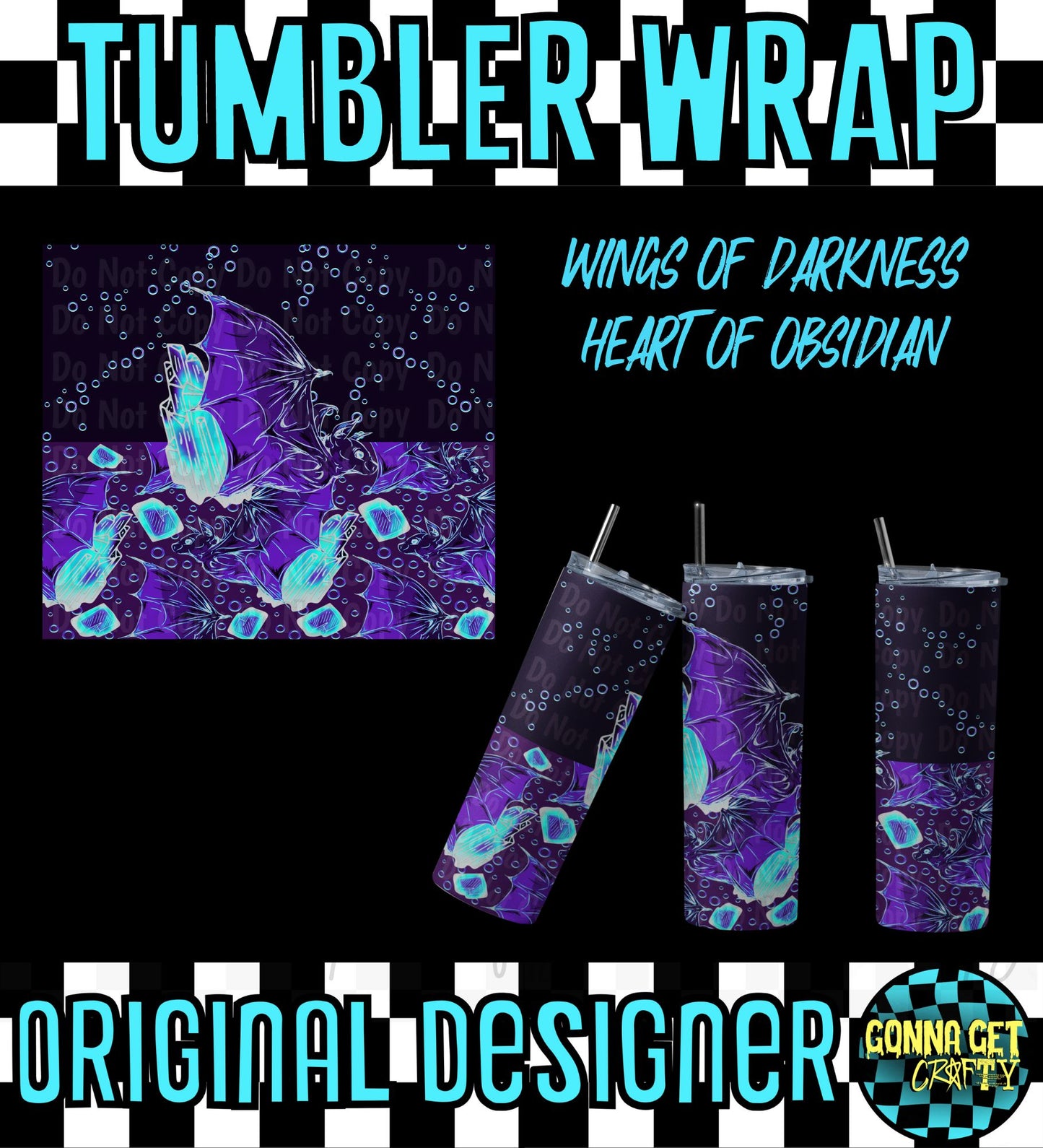 Wings Of Darkness Heart Of Obsidian-Purple No Text-Tumbler Wrap