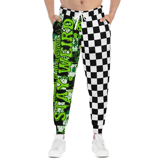 Stay Weird Split Checker Athletic Joggers