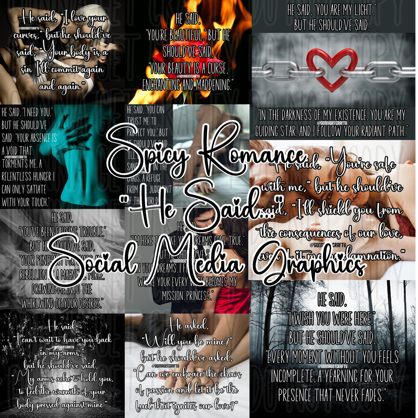 Spicy Romance Social Media Pack! 40 JPG files included.