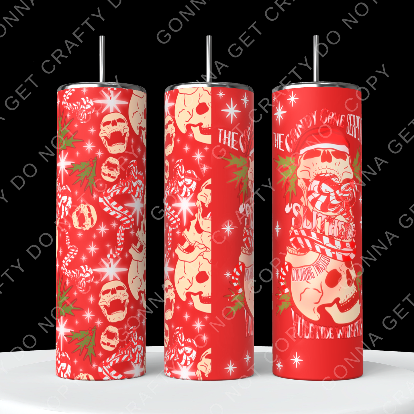 Candy Cane Serpent Tumbler Wrap - Muted