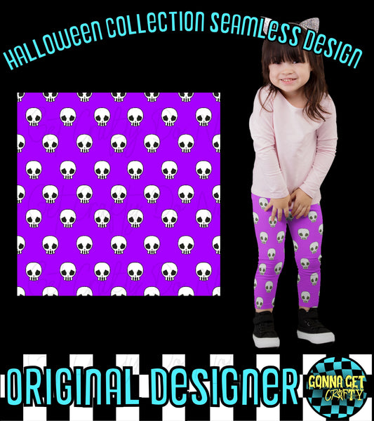 Purple Skullies Reaper Seamless-Halloween Drop by Gonna Get Crafty