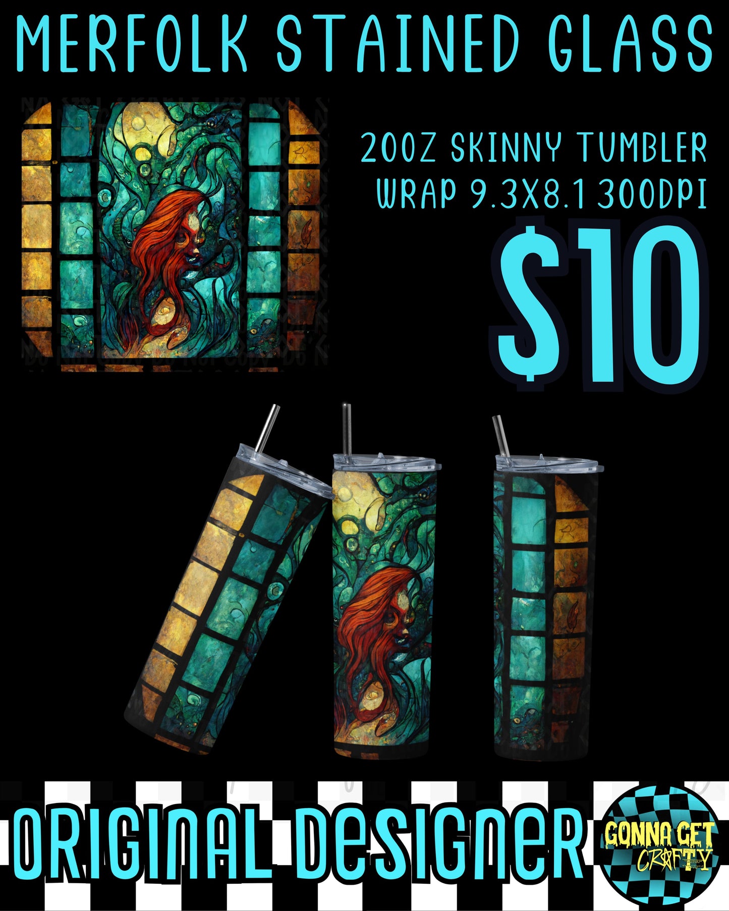 Merfolk Stained Glass Tumbler Bundle