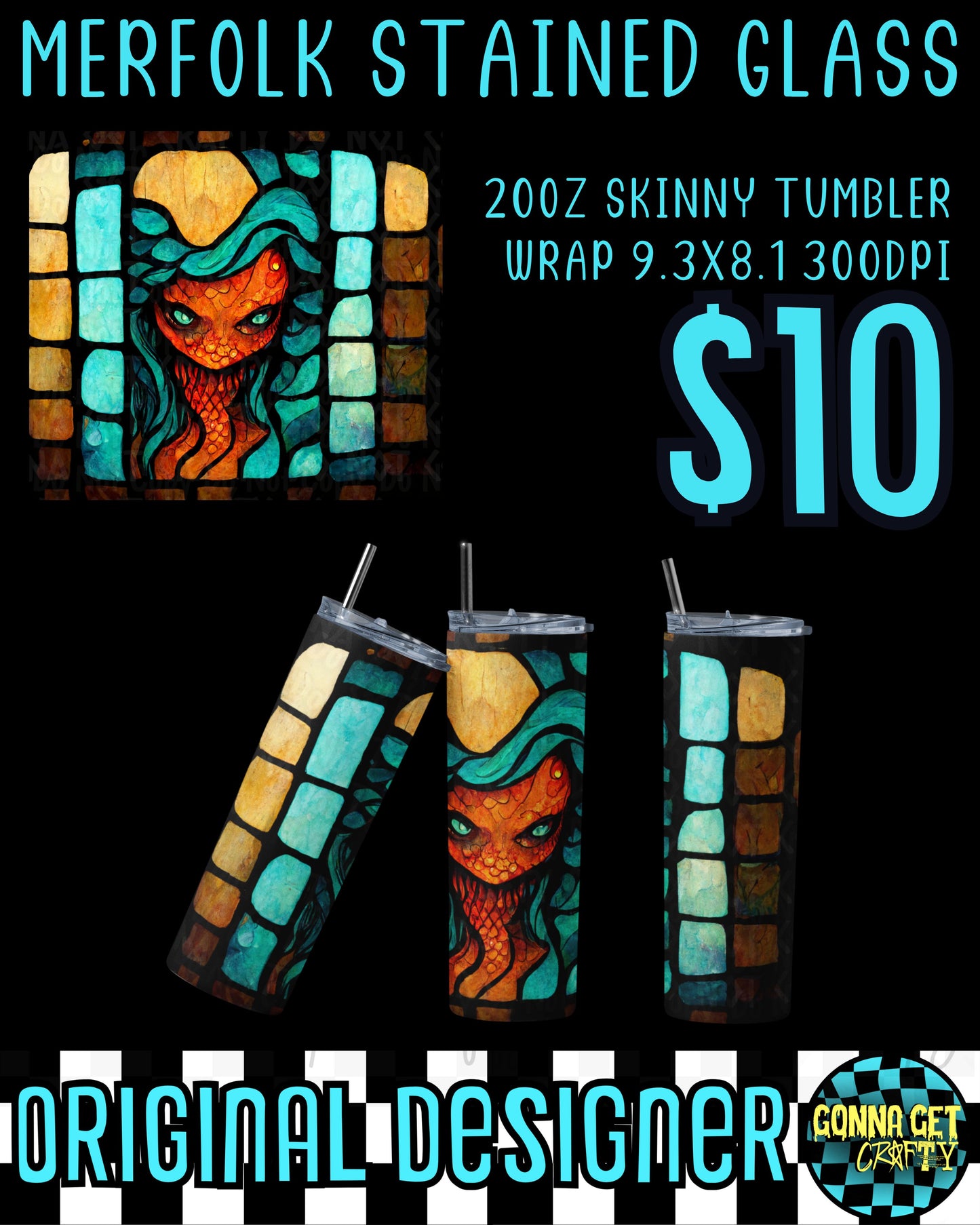 Merfolk Stained Glass Tumbler Bundle