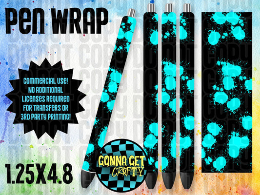 Cyan Splatter Pen Wrap