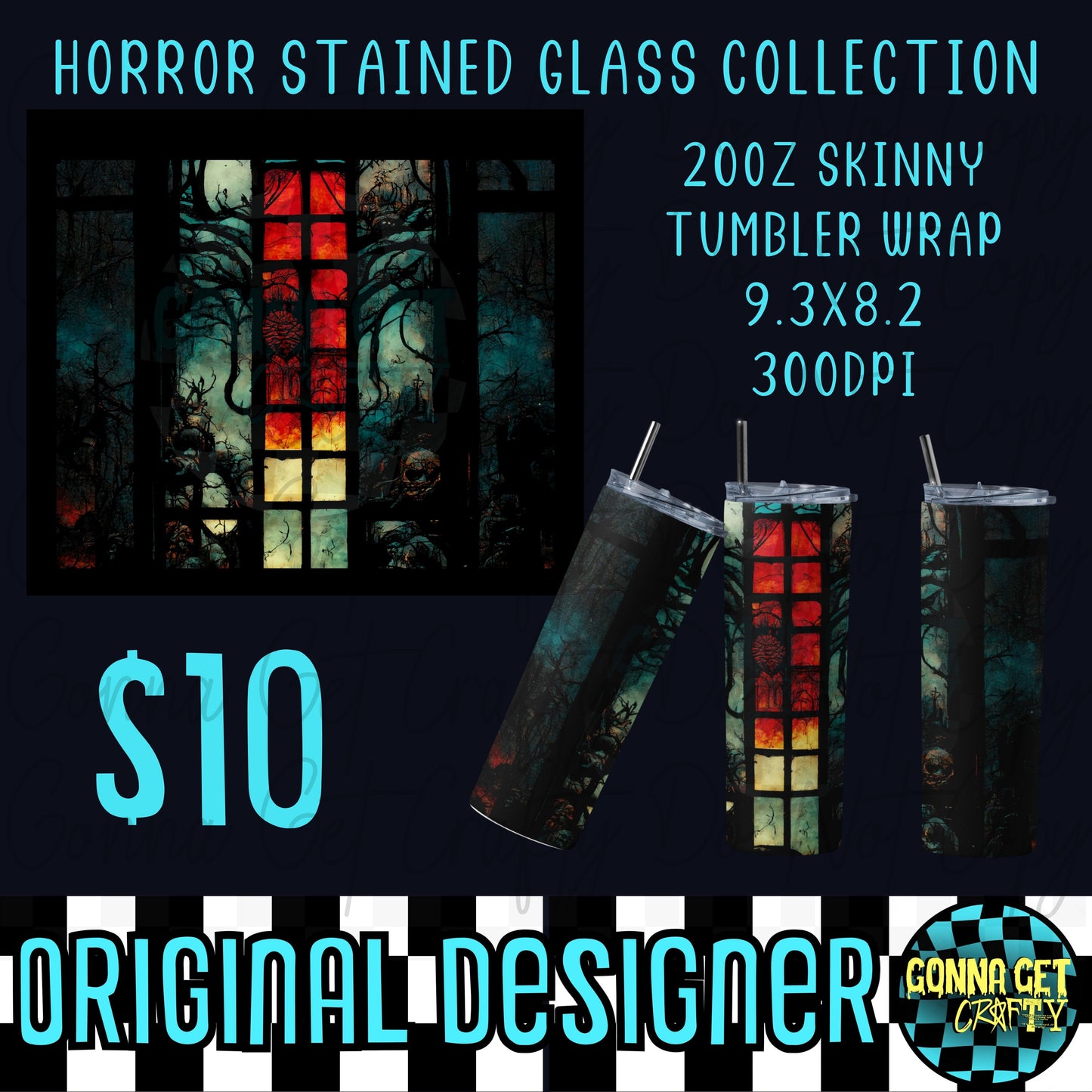 Horror Stained Glass Collection Tumbler Wrap Bundle