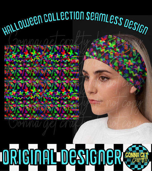 Glitchy Killah Klown Seamless-Halloween Drop by Gonna Get Crafty