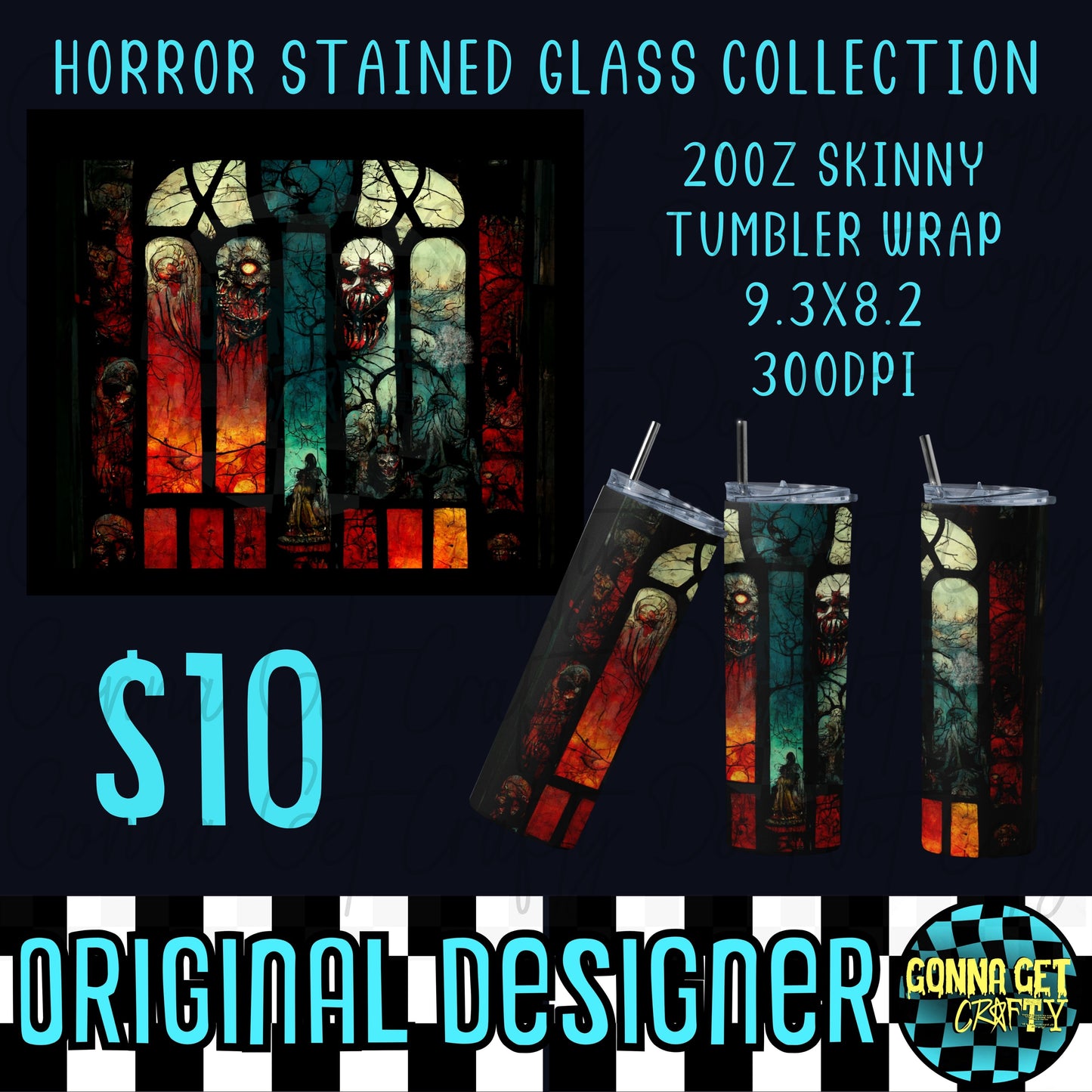 Horror Stained Glass Collection Tumbler Wrap Bundle