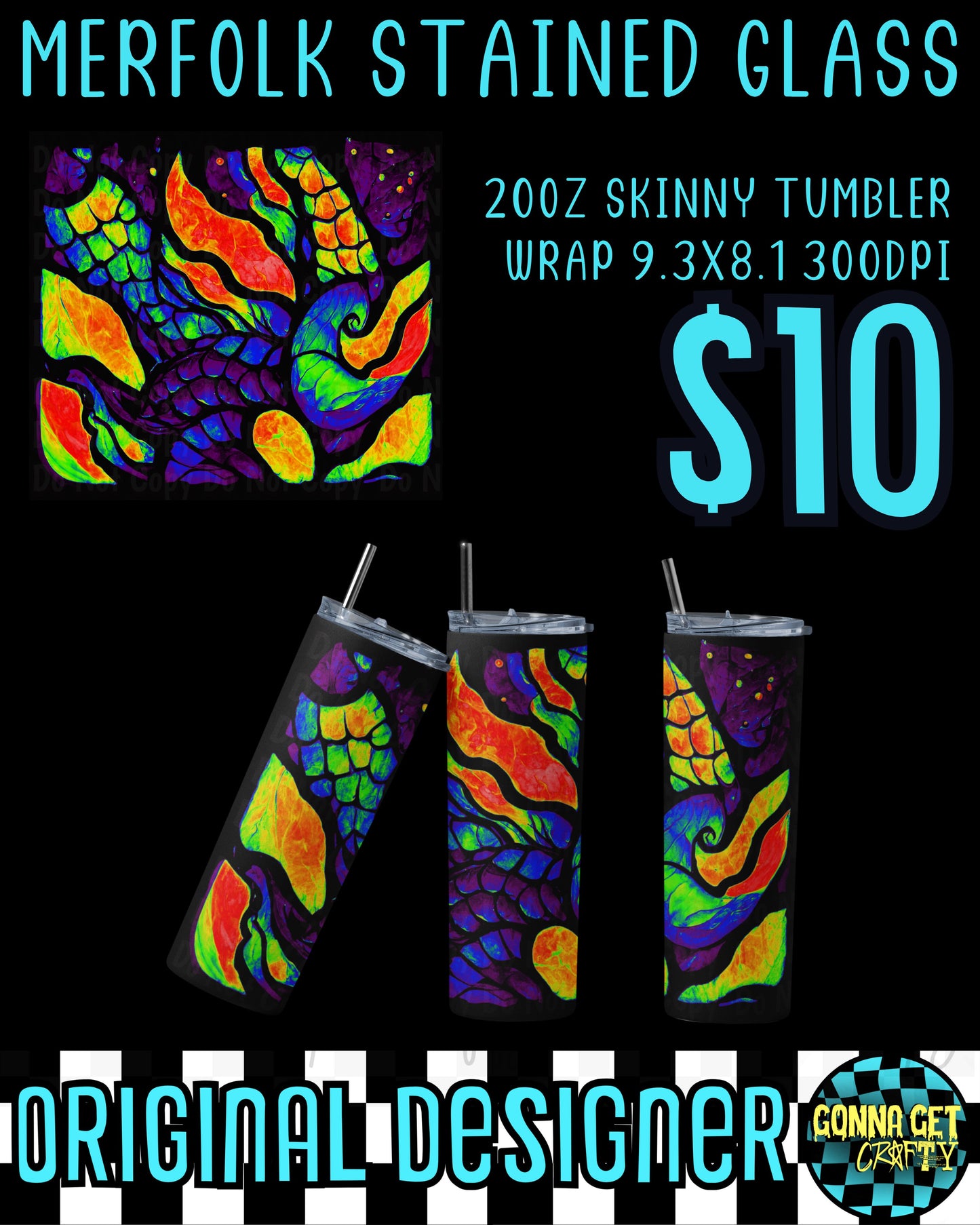 Merfolk Stained Glass Tumbler Bundle