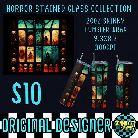 Horror Stained Glass Collection Tumbler Wrap PNG Digital Download