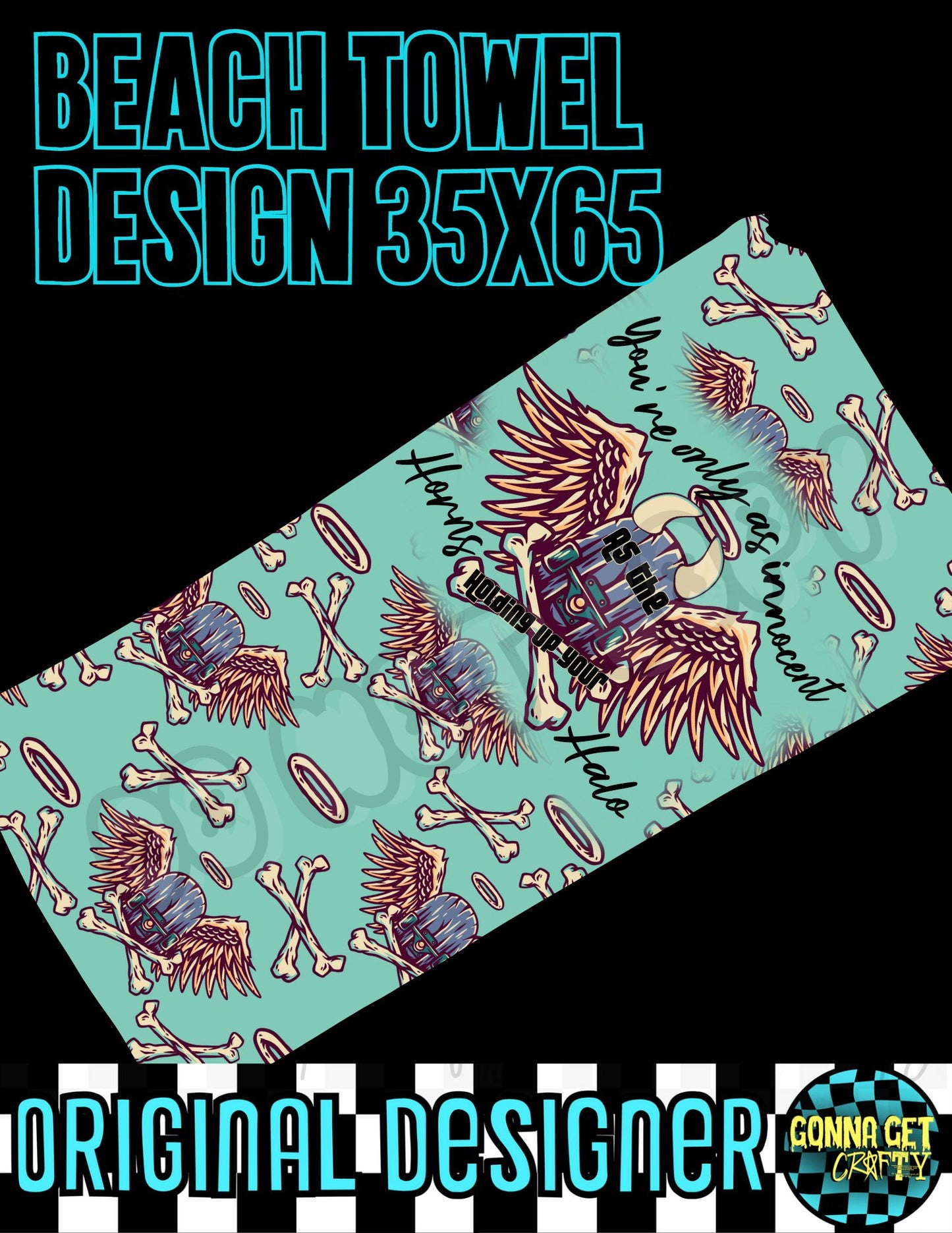 Horns and Halos Beach Towel Design 35x65