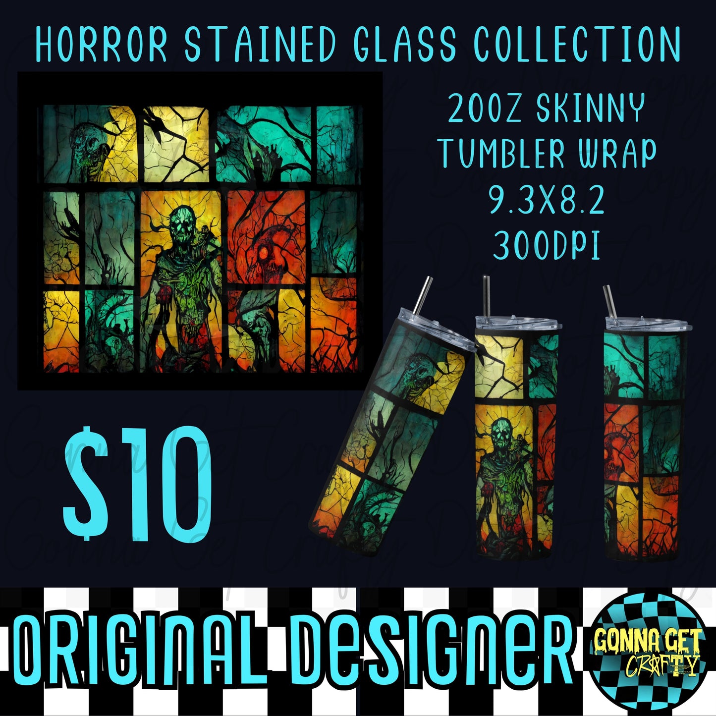 Horror Stained Glass Collection Tumbler Wrap Bundle