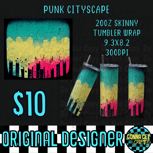 Punk Cityscape Tumbler Wrap PNG