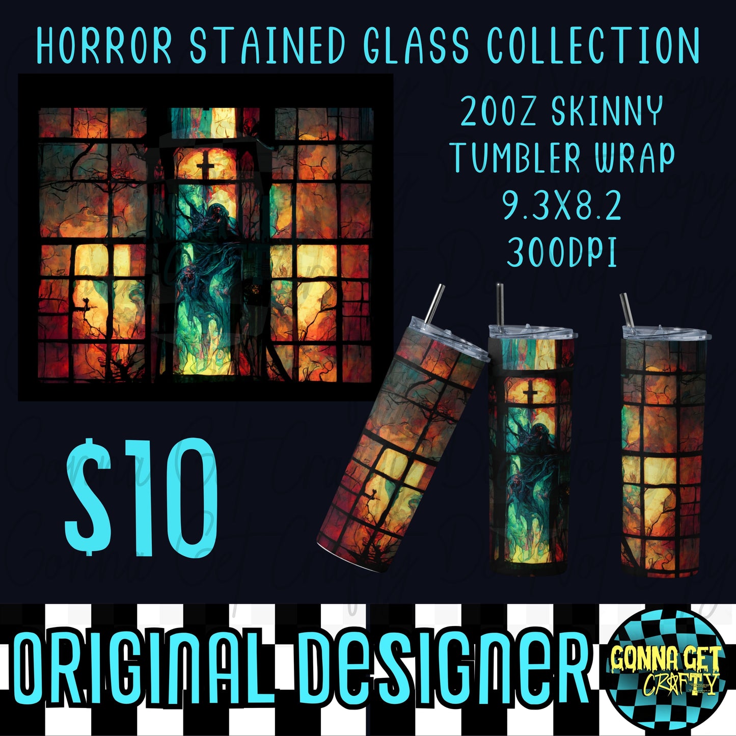 Horror Stained Glass Collection Tumbler Wrap