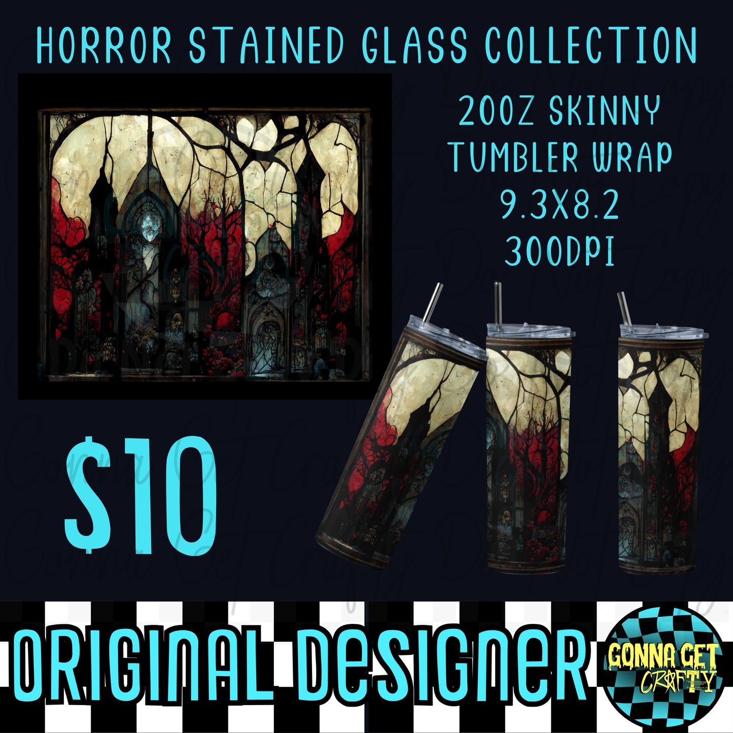 Horror Stained Glass Collection Tumbler Wrap Bundle