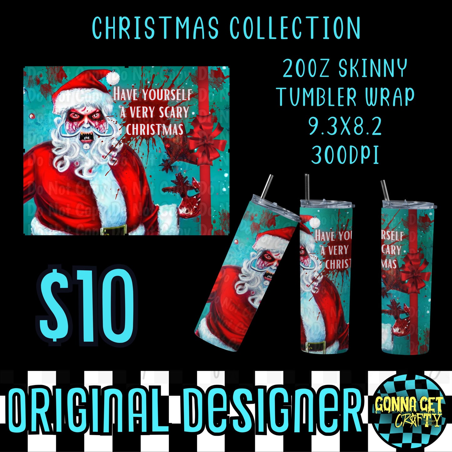 Have Yourself a Very Scary Christmas Tumbler Wrap PNG