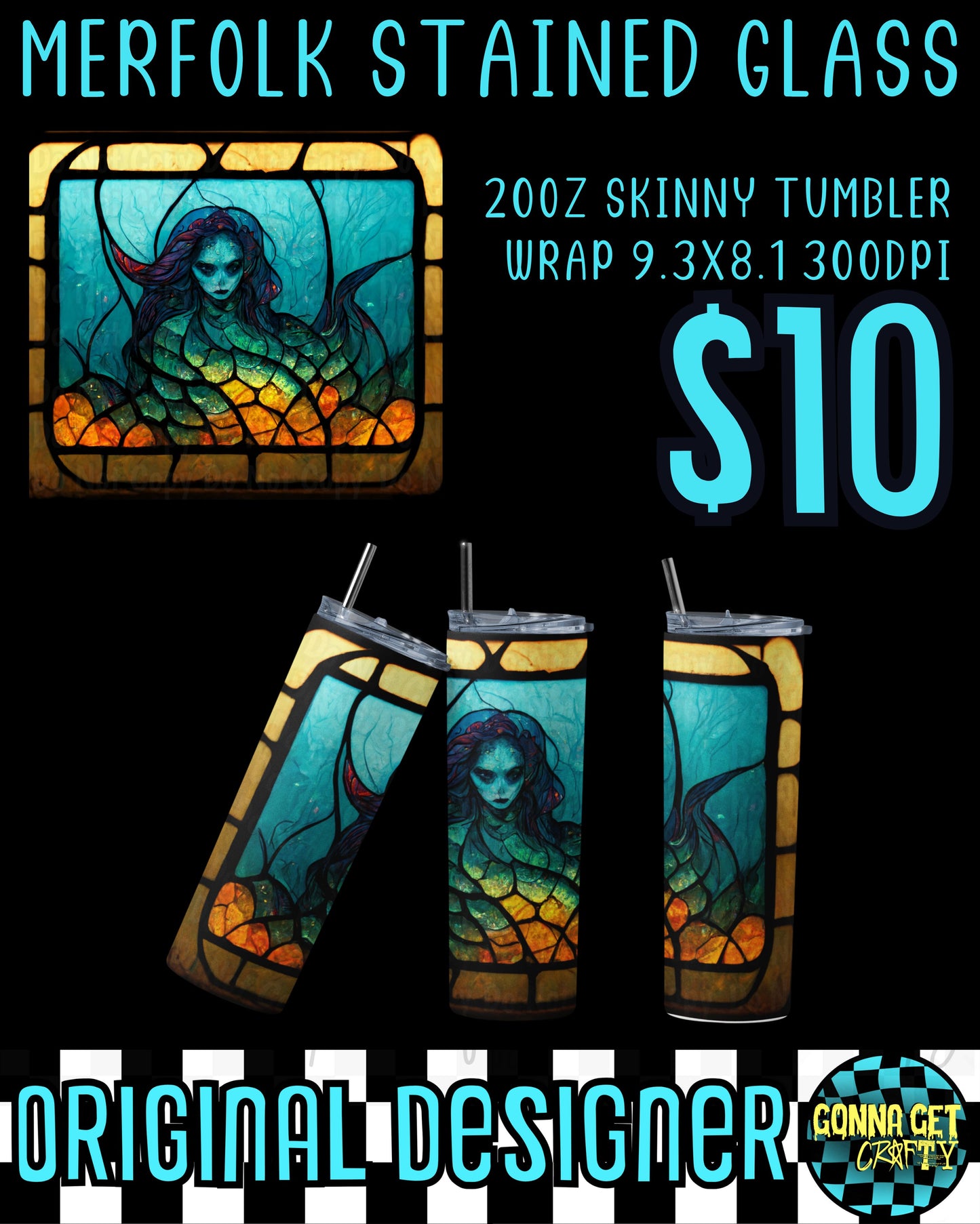 Merfolk Stained Glass Tumbler Bundle