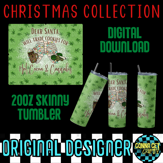 Hot Cocoa and Cannabis 420 Christmas Collection Tumbler Wrap PNG