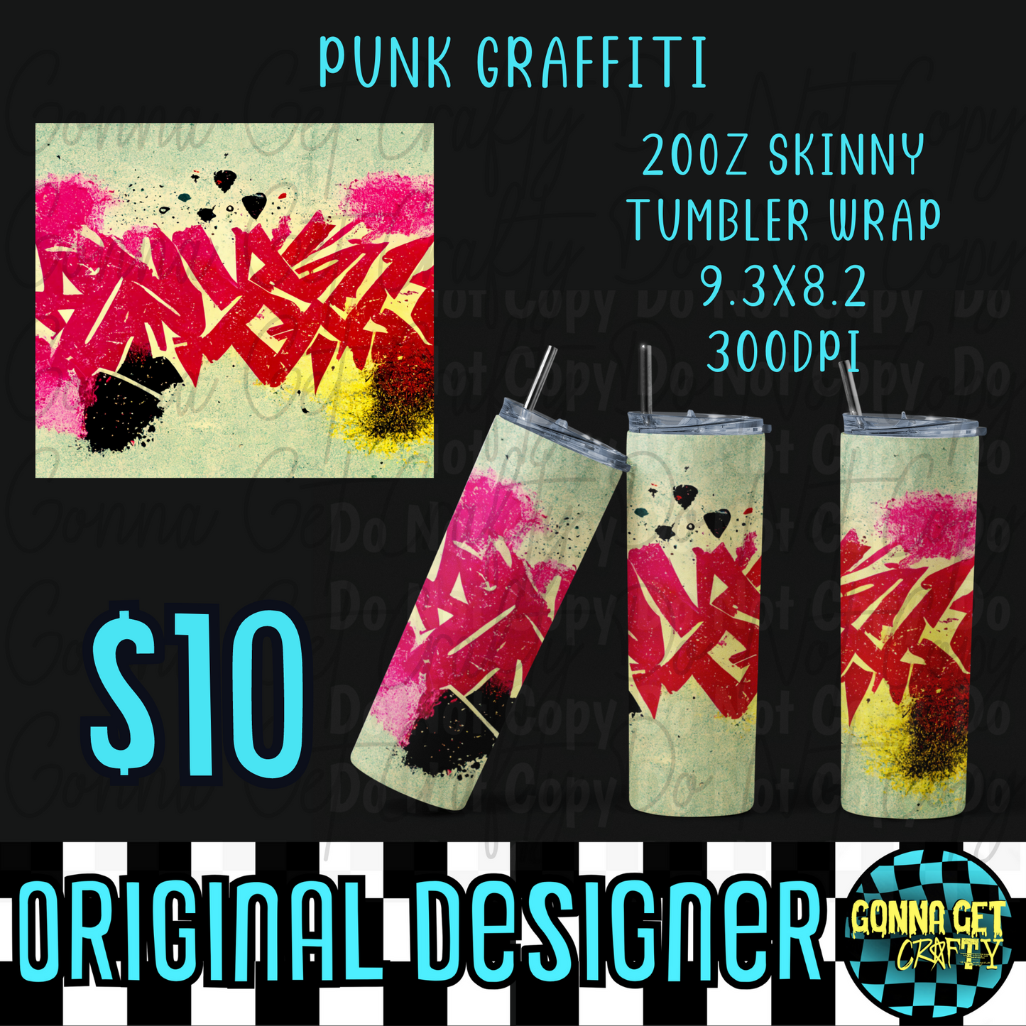 Punk Graffitti Tumbler Wrap PNG