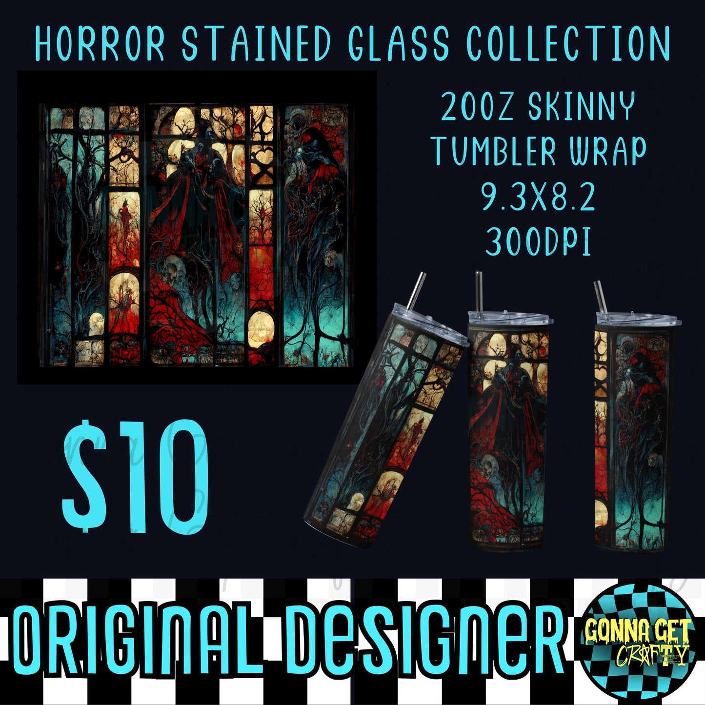 Horror Stained Glass Collection Tumbler Wrap Bundle