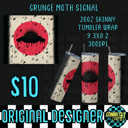 Grunge Moth Signal Tumbler Wrap PNG Digital Download