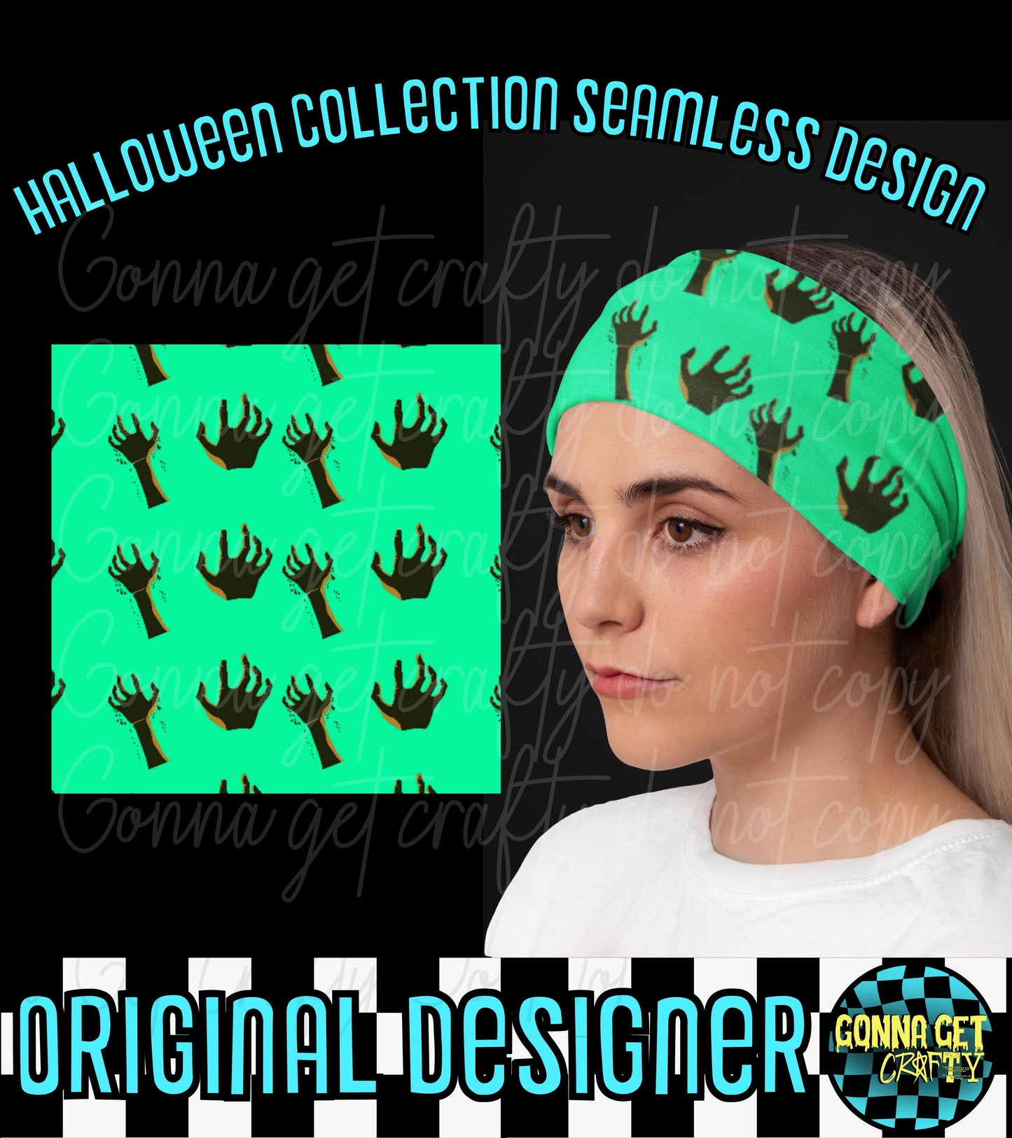 Green Jak O' Lantern Seamless-Halloween Drop by Gonna Get Crafty