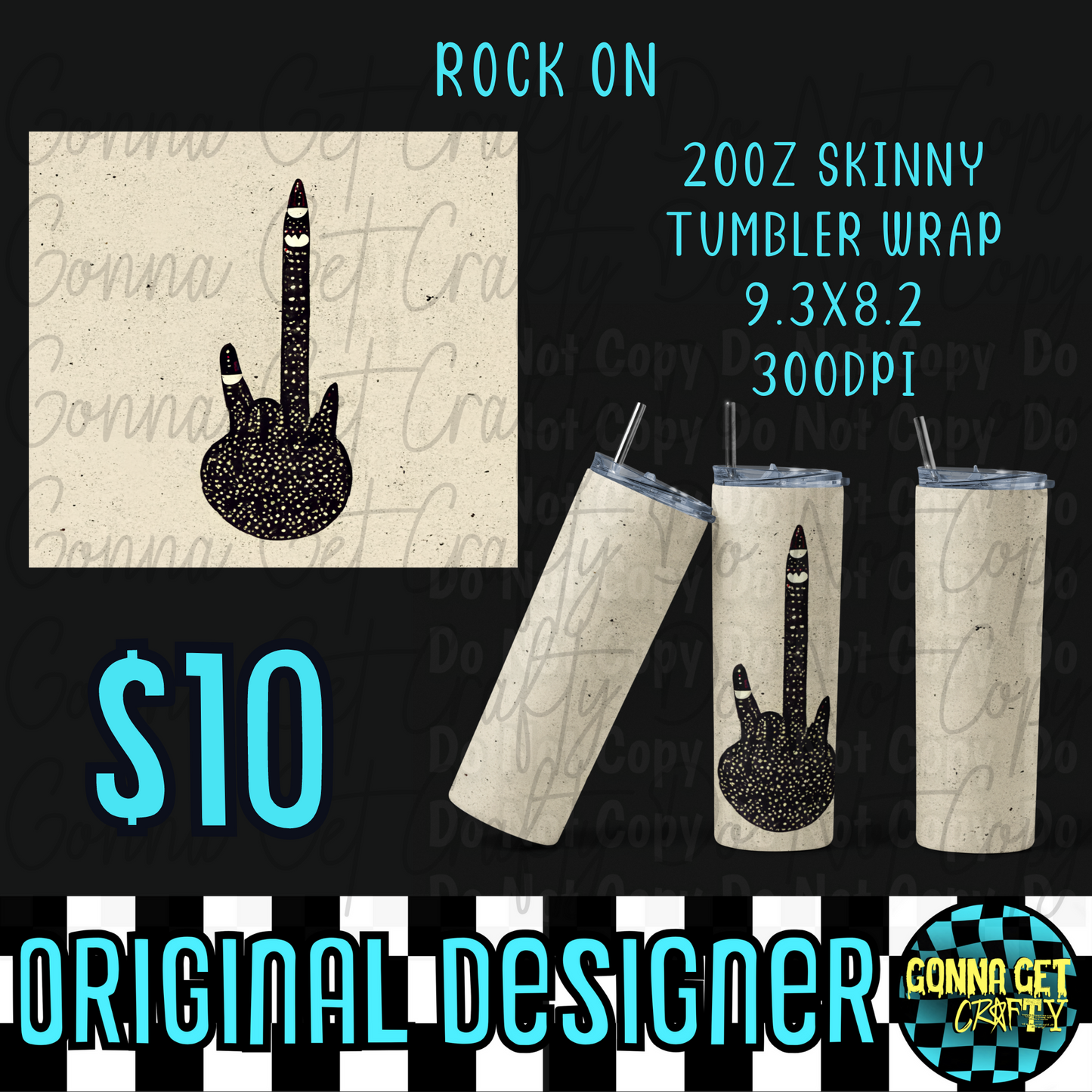 Rock On Tumbler Wrap PNG