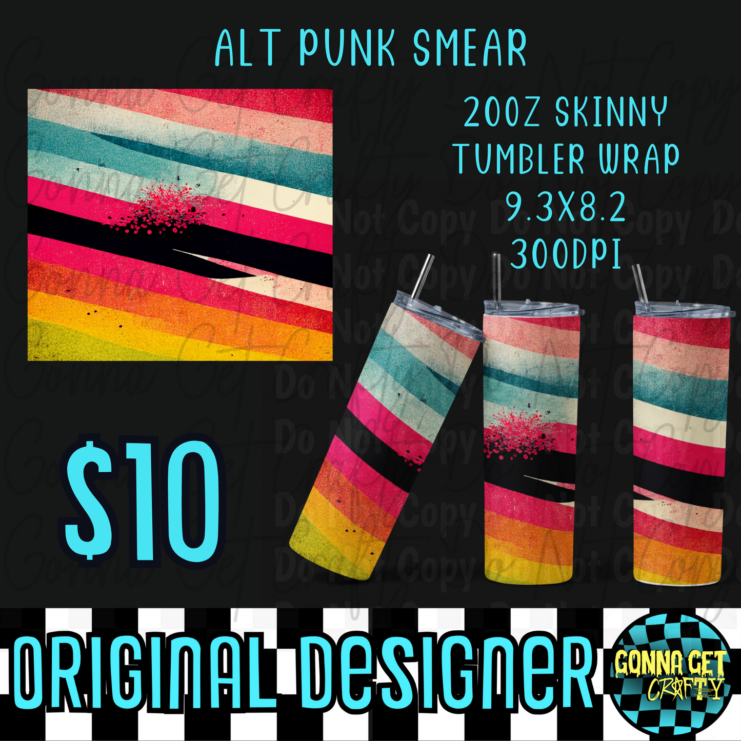 Alt Punk Smear Tumbler Wrap PNG