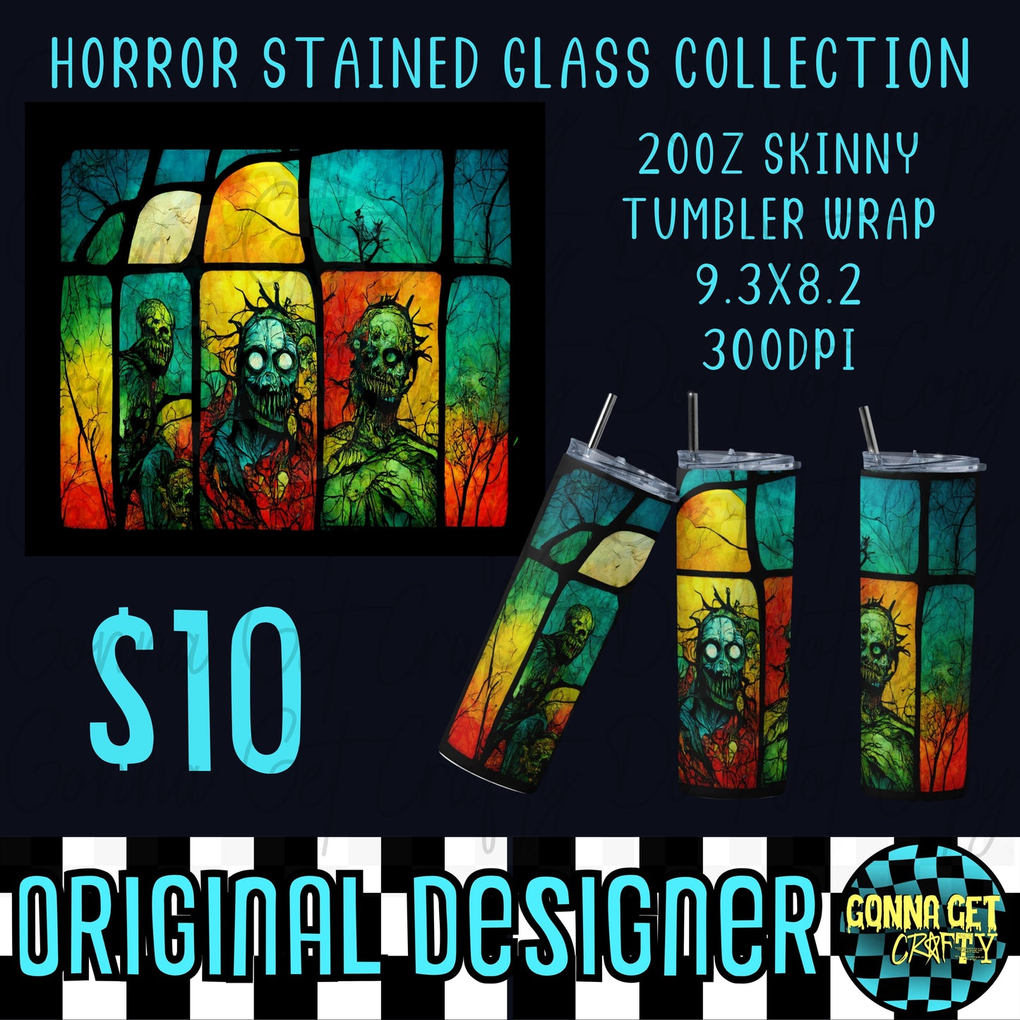 Horror Stained Glass Collection Tumbler Wrap Bundle