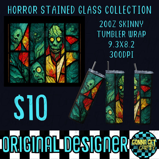 Horror Stained Glass Collection Tumbler Wrap PNG Digital Download