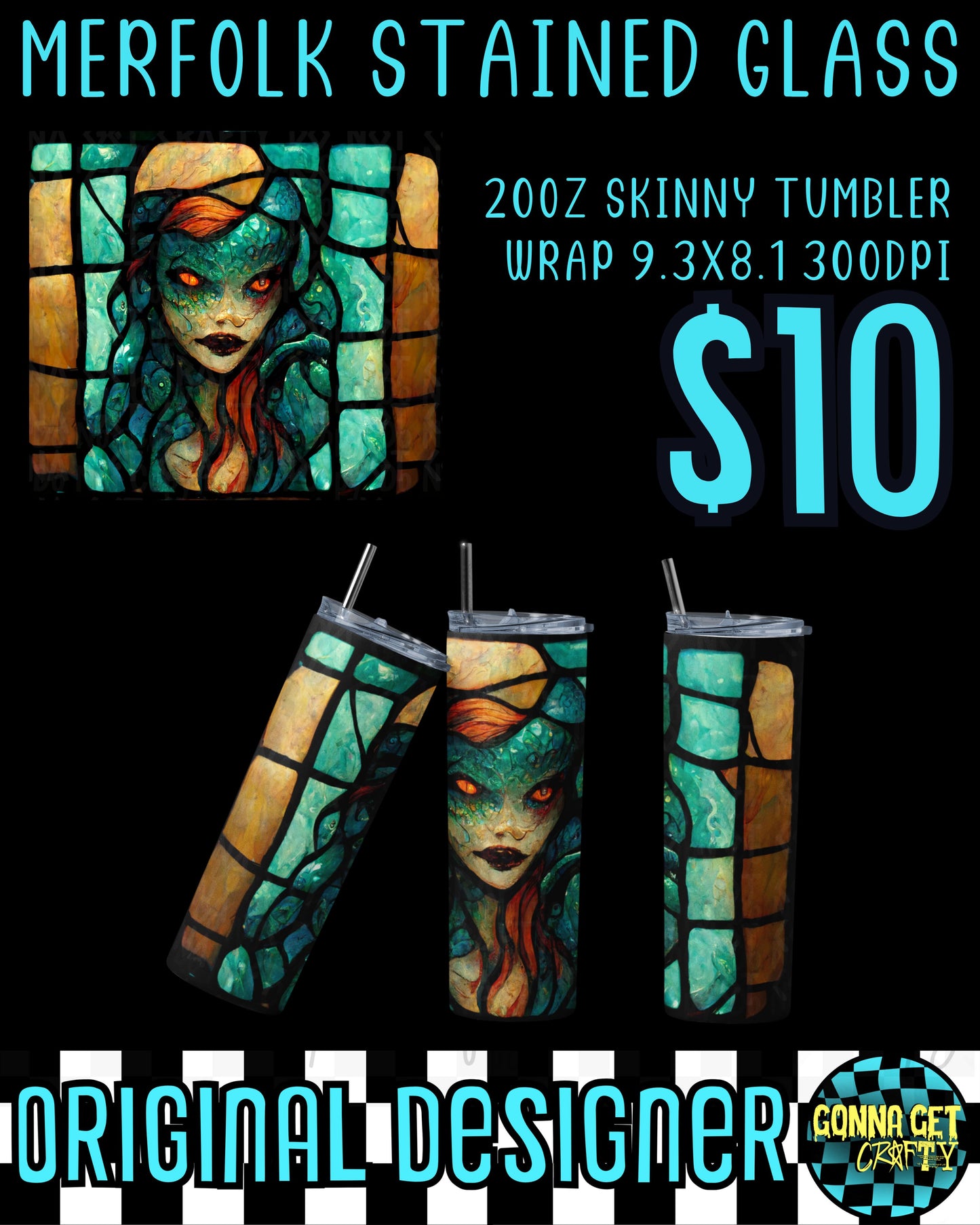 Merfolk Stained Glass Tumbler Bundle