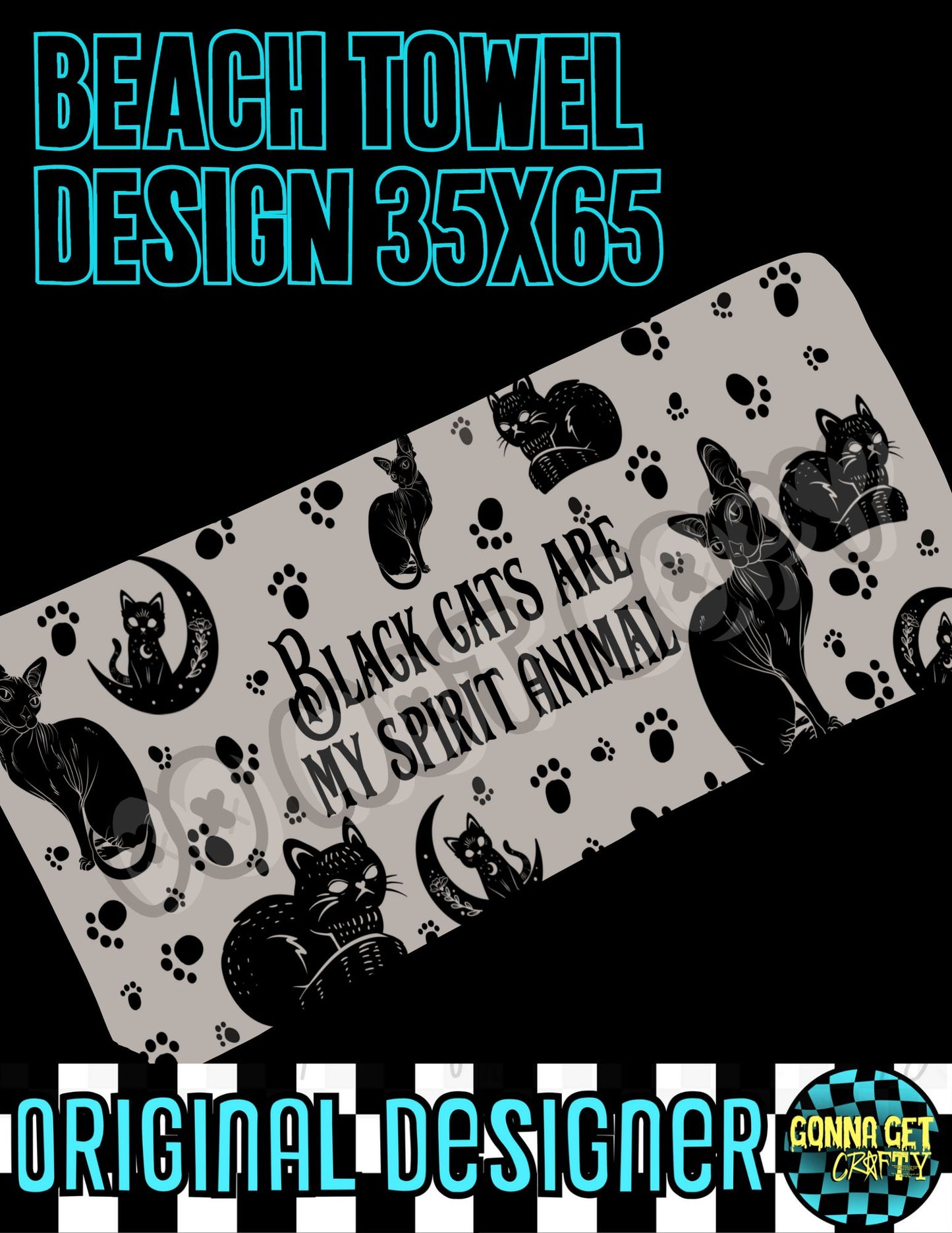 Black Cats Are My Spirit Animal Beach Towel Design 35x65