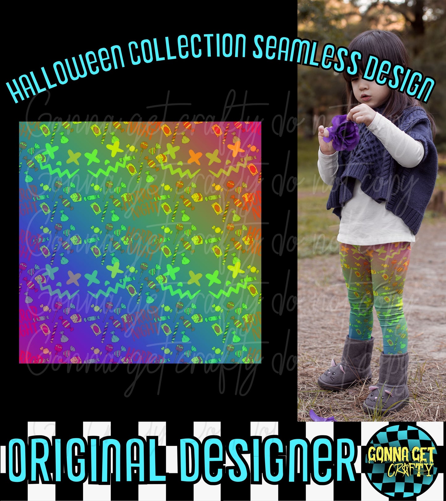 Rainbow Killah Klown Seamless-Halloween Drop by Gonna Get Crafty