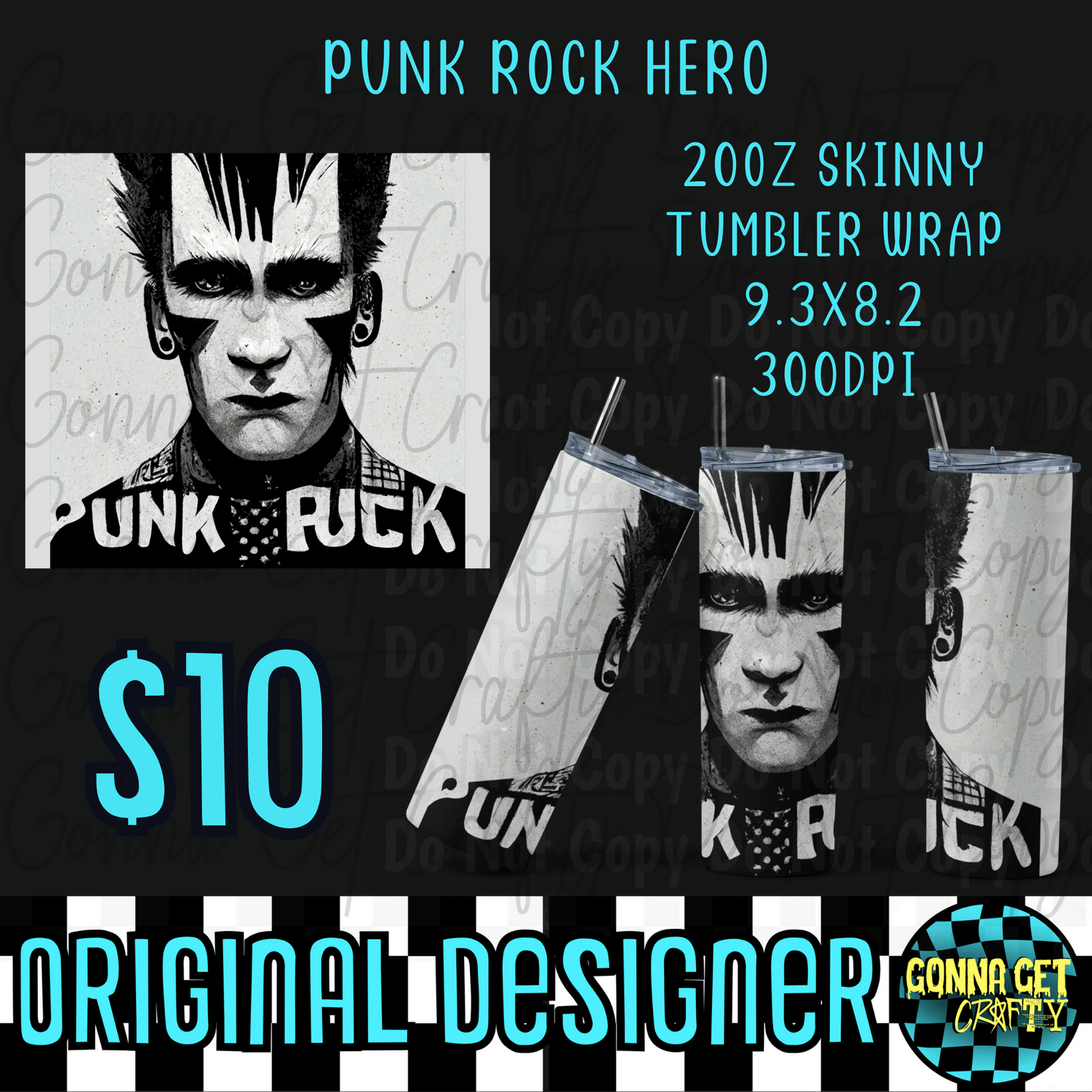 Punk Rock Hero Tumbler Wrap PNG