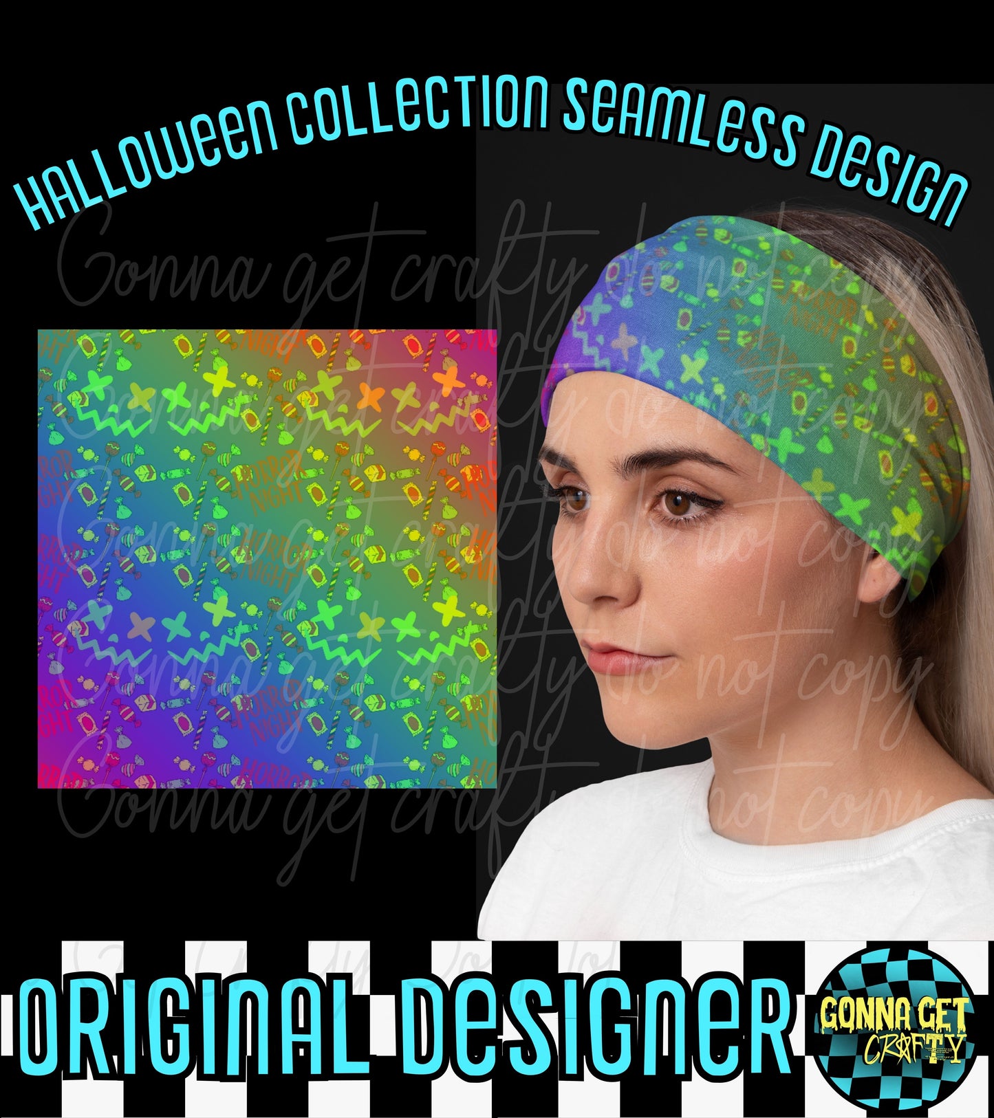 Rainbow Killah Klown Seamless-Halloween Drop by Gonna Get Crafty