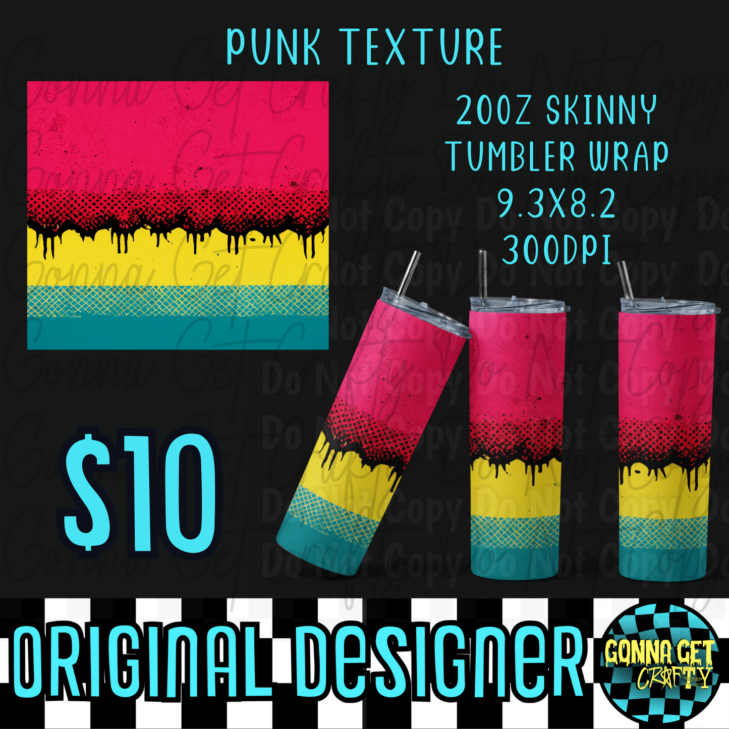 Punk Texture Tumbler Wrap PNG