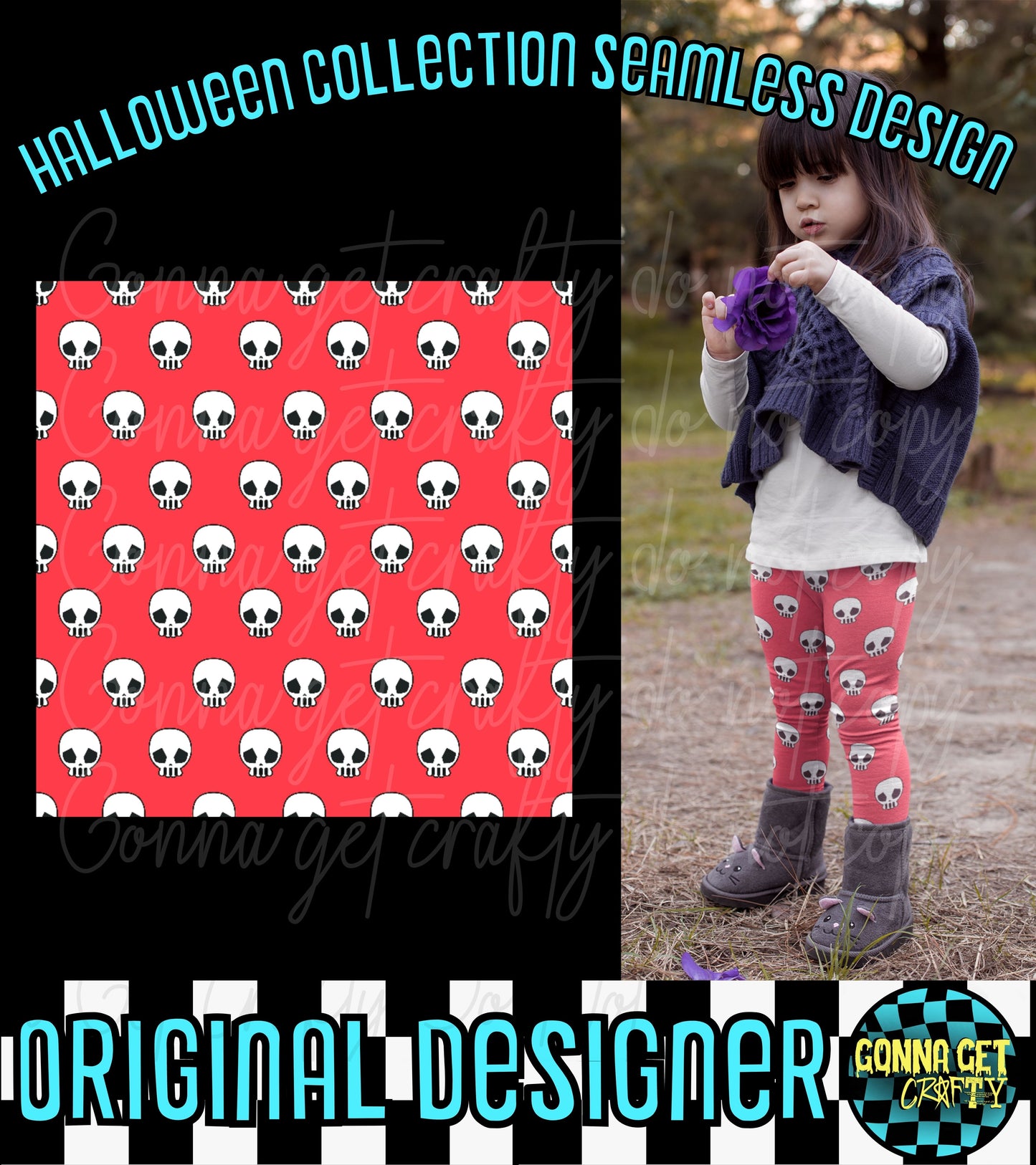 Red Skullies Reaper Seamless-Halloween Drop by Gonna Get Crafty