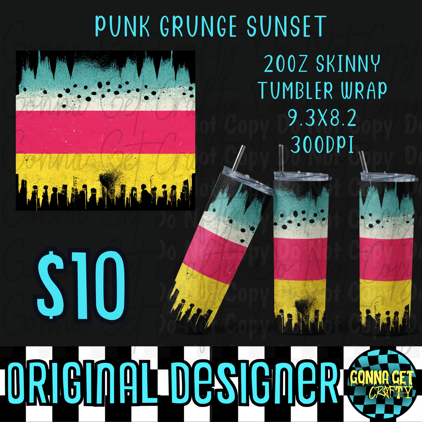 Punk Grunge Sunset Tumbler Wrap PNG