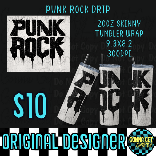 Punk Rock Drip Tumbler Wrap PNG