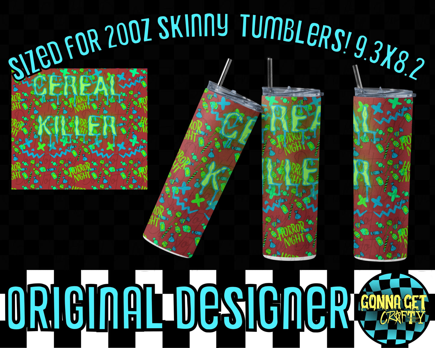 Cereal Killer - Killah Klown - Straight Skinny Tumbler Wrap Halloween Drop by Gonna Get Crafty