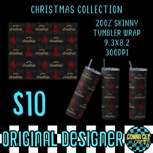 Merry Christmas Pattern Christmas Collection 20oz Tumbler Wrap PNG