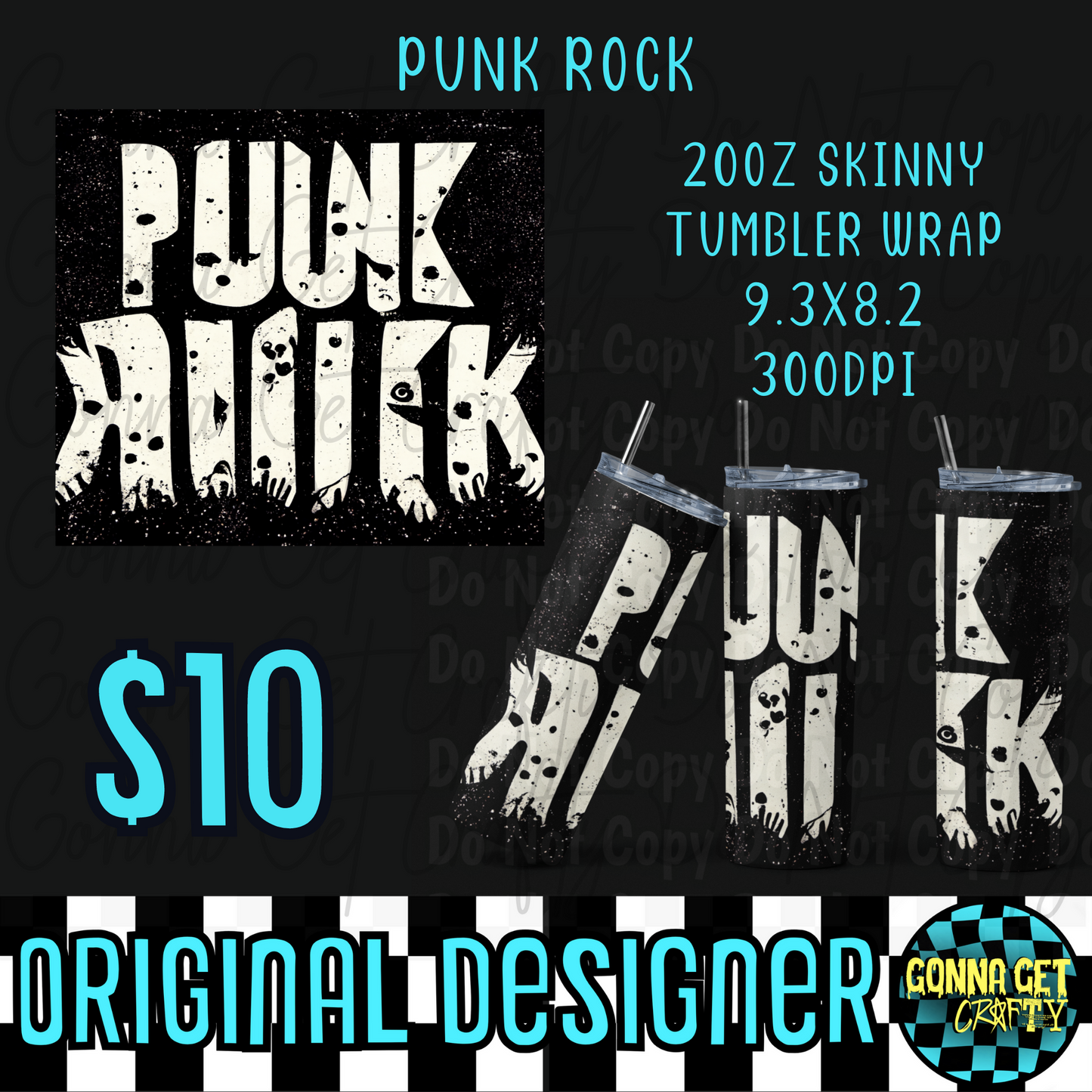 Punk Rock Tumbler Wrap PNG Digital Download