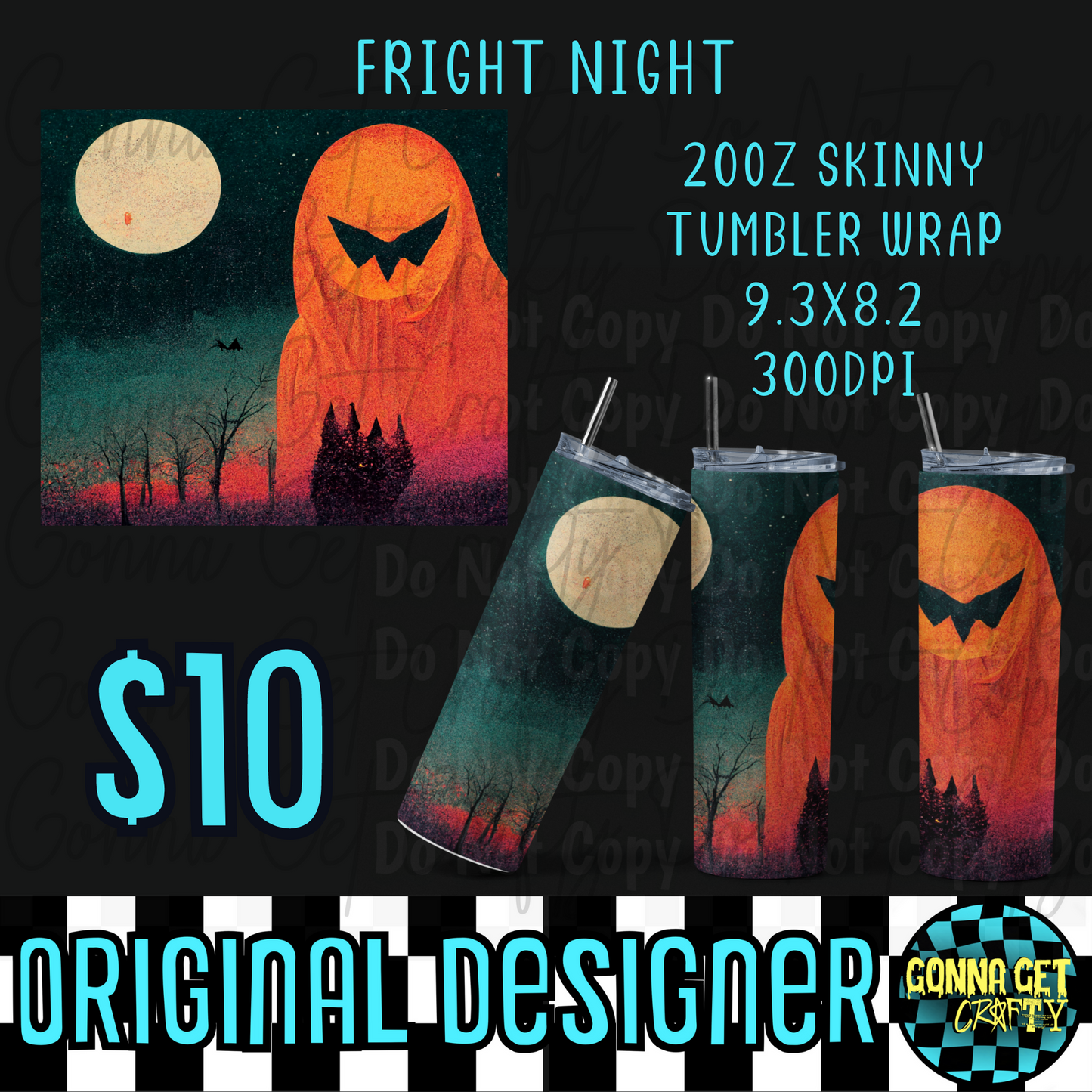 Fright Night Tumbler Wrap PNG Digital Download