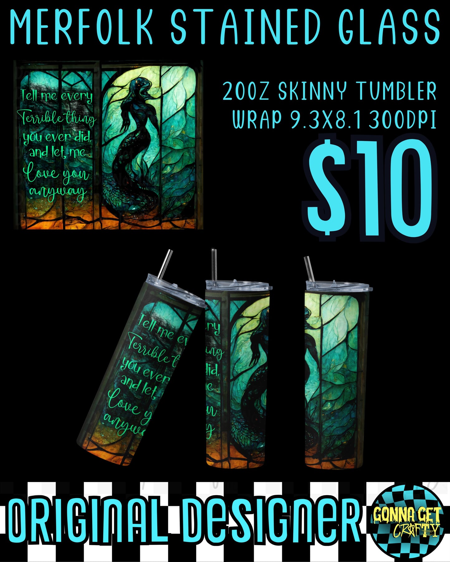 Merfolk Stained Glass Tumbler Bundle