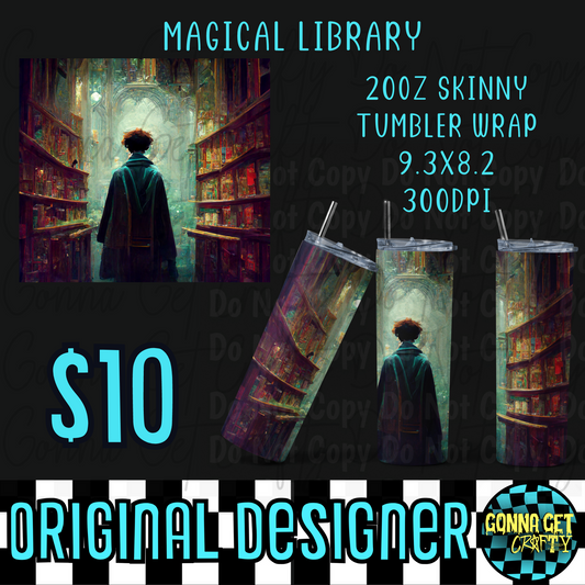 Magical Library Tumbler Wrap PNG