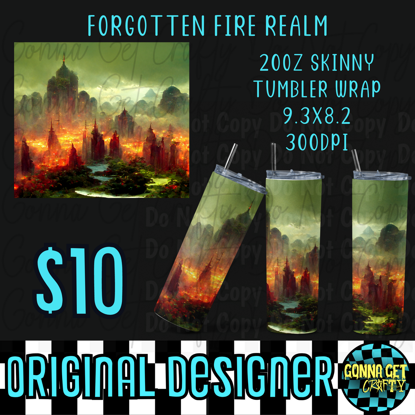 Forgotten Fire Realm Tumbler Wrap PNG Digital Download