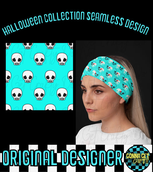 Cyan Skullies Reaper Seamless-Halloween Drop by Gonna Get Crafty