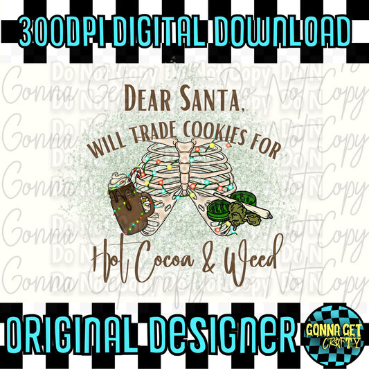 Dear Santa with glitter backsplash 420 Christmas PNG