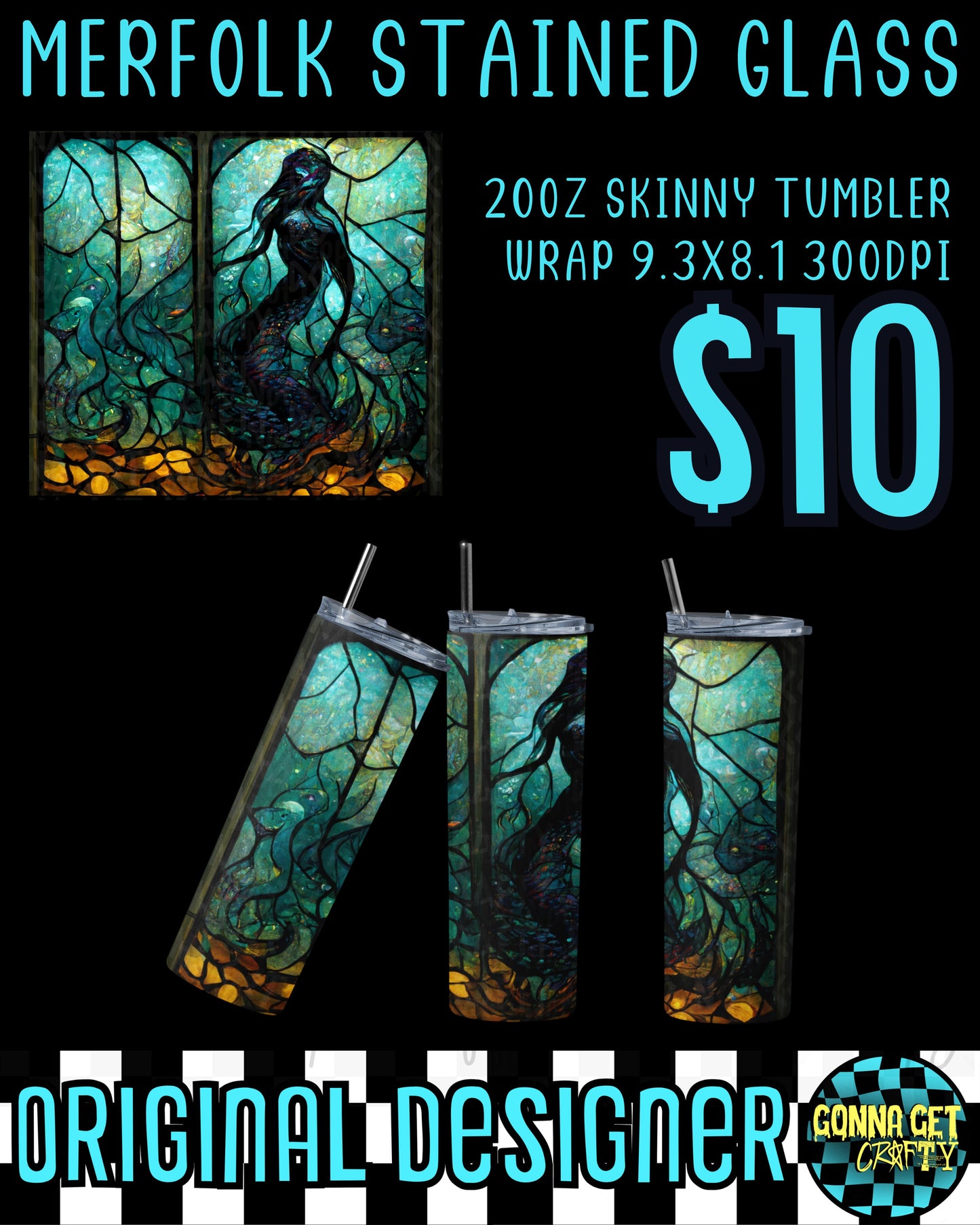 Merfolk Stained Glass Tumbler Bundle