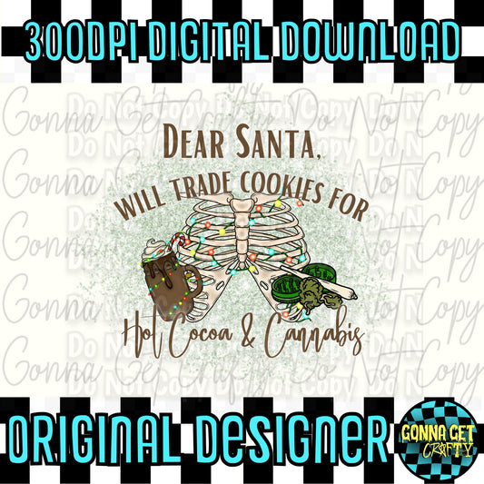 Dear Santa with glitter backsplash 420 Christmas PNG